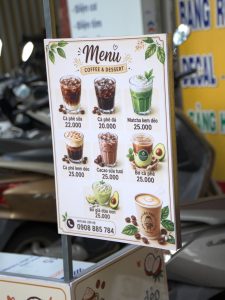 Chi tiết xe đẩy - Bảng menu Formex